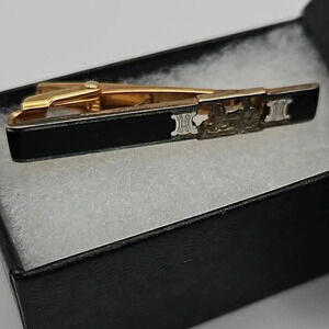 Celine Black, Silver and Gold Tone Tie Clip - Sterling Silver